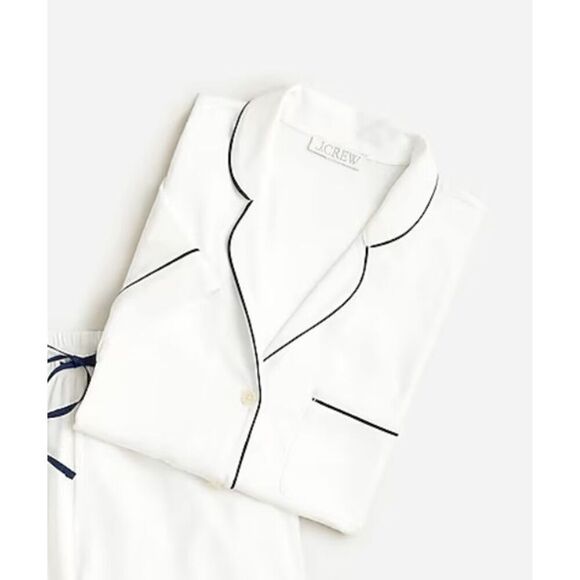 J. Crew Short-sleeve pajama top in‎ dreamy cotton blend white navy 3X NWT - Picture 1 of 5